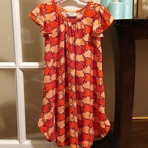 Dot Dot Smile Girls Fall leaf Pattern Swing dress Size 3-4 T